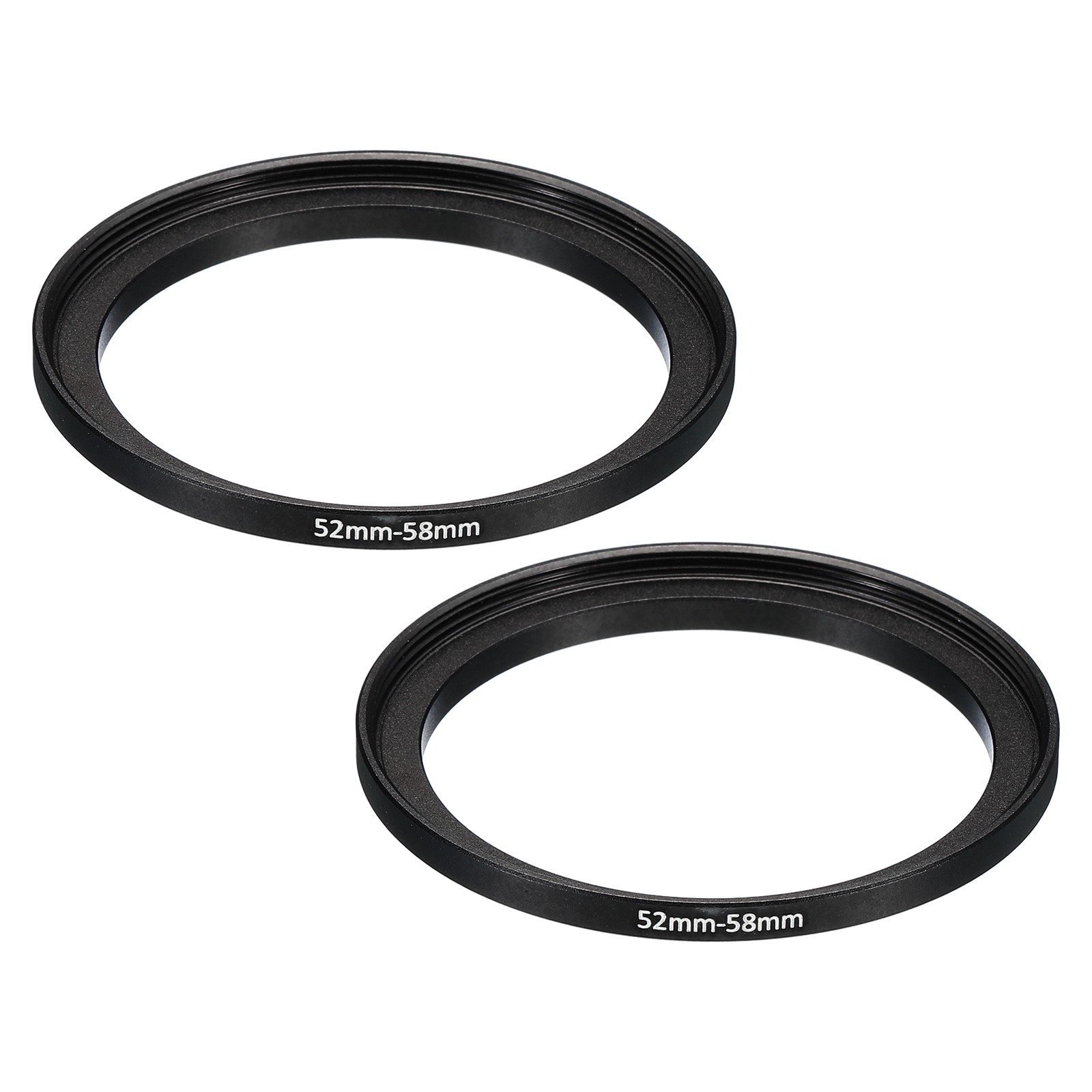52mm-58mm Metal Step Up Ring, 2 Pcs Camera Lens Filter Adapter Ring Black