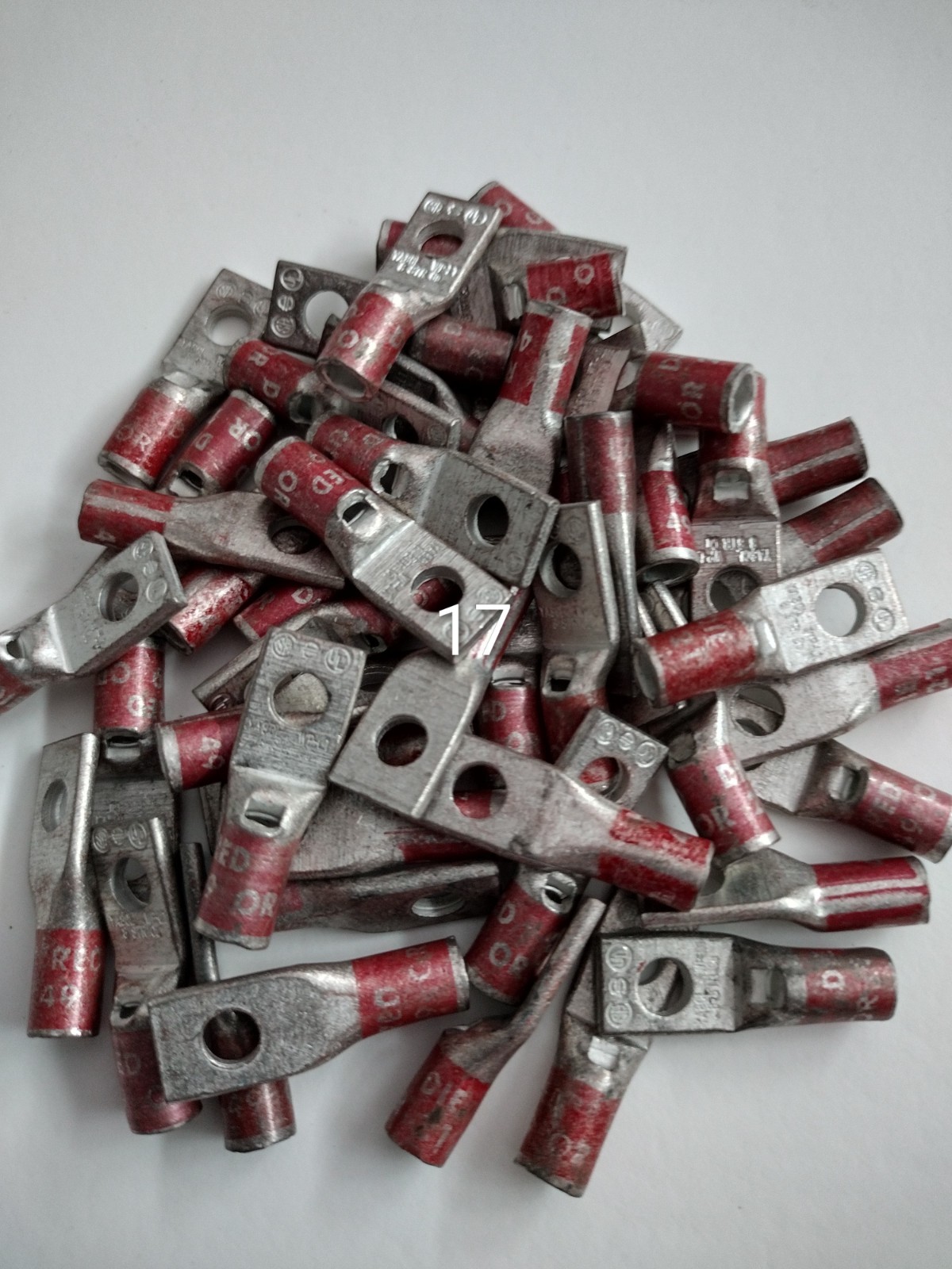 Lot of (50) #8 awg YA8C-WP-L1 Burndy lugs, (1) #10 screw hole