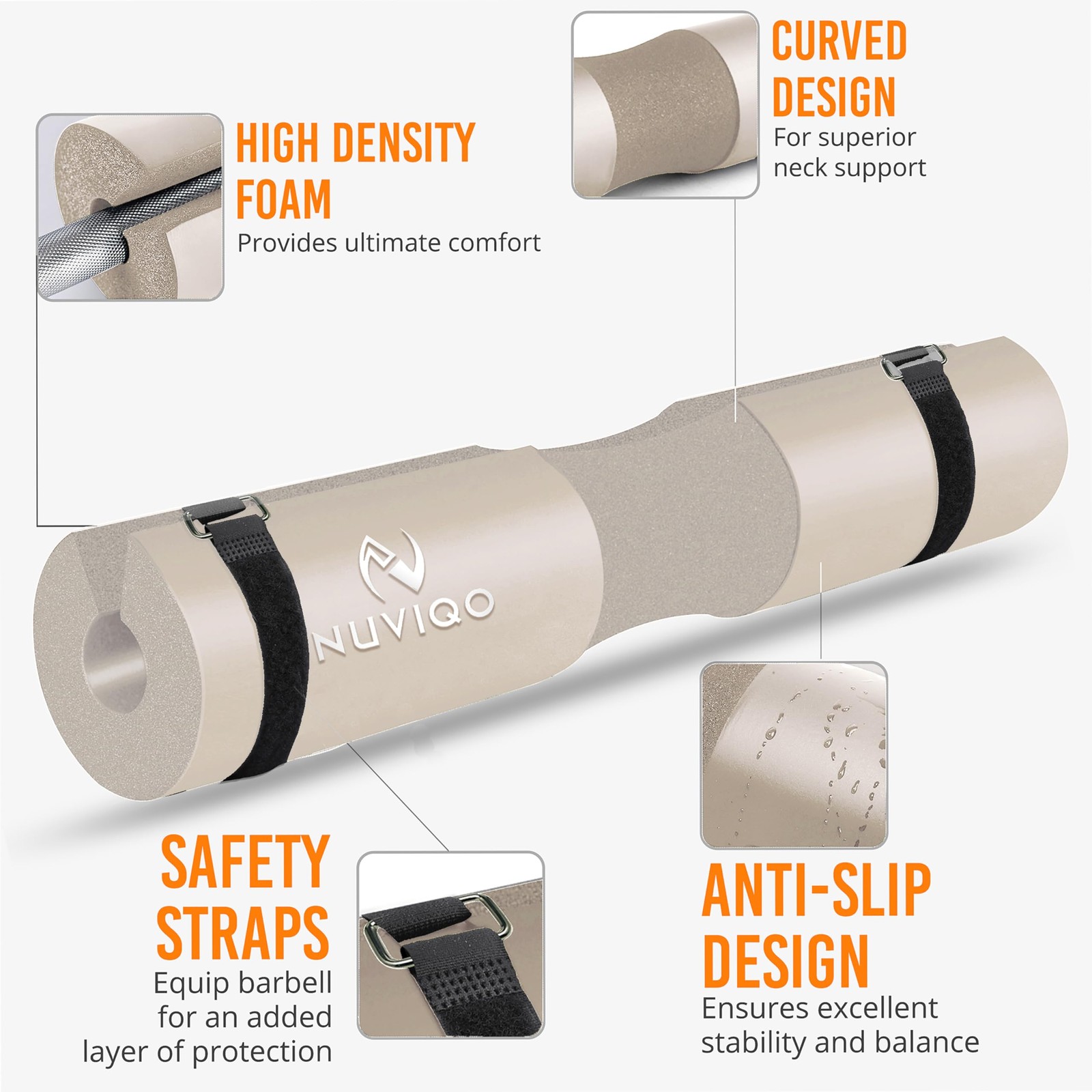 Squat Pad for Lunges, Hip Thrusts, and Barbell Cushioning - Neck Support