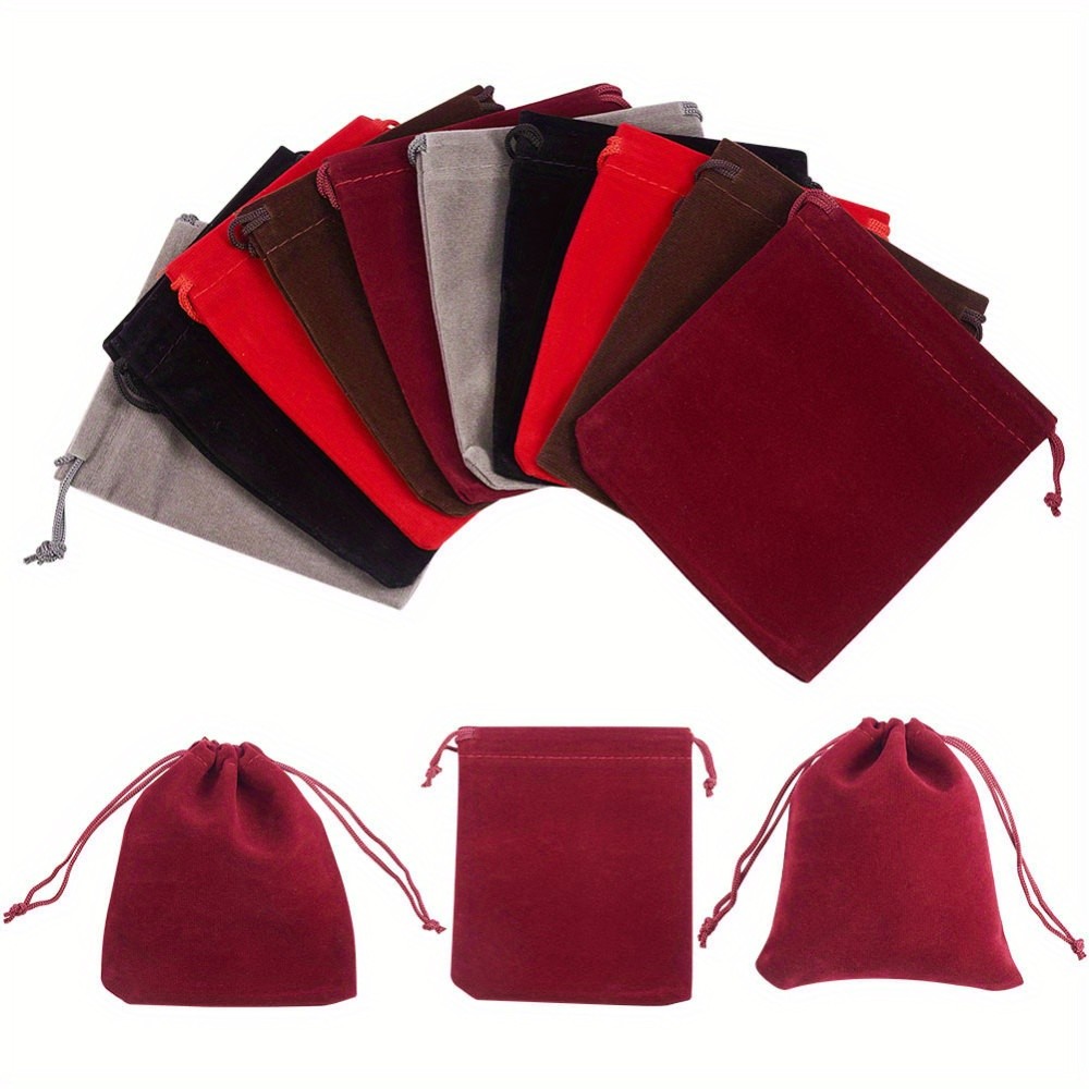 1set Rectangle Velvet Pouches Drawable Pouches Gift Bags Mixed color 12x10cm
