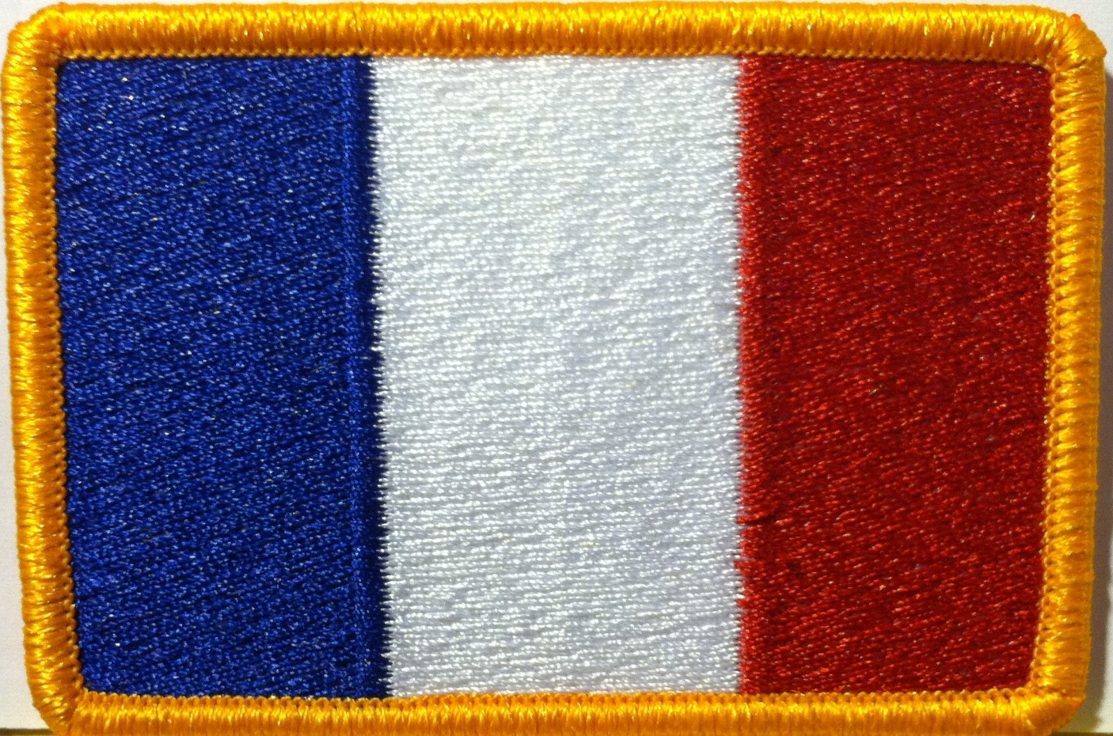 FRANCE Flag Patch With Hook & Loop Fastener Gold Emblem