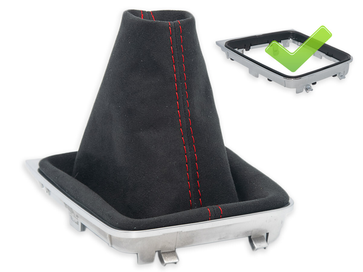 FOR VW GOLF MK7 2013-2019 LHD GEAR SHIFT BOOT GAITER ALCANTARA s. RED+ FRAME