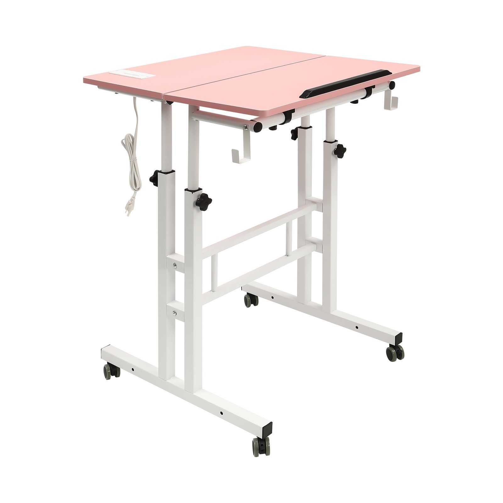 Rolling Laptop Desk Adjustable Height Office Laptop Table Stand up Workstation