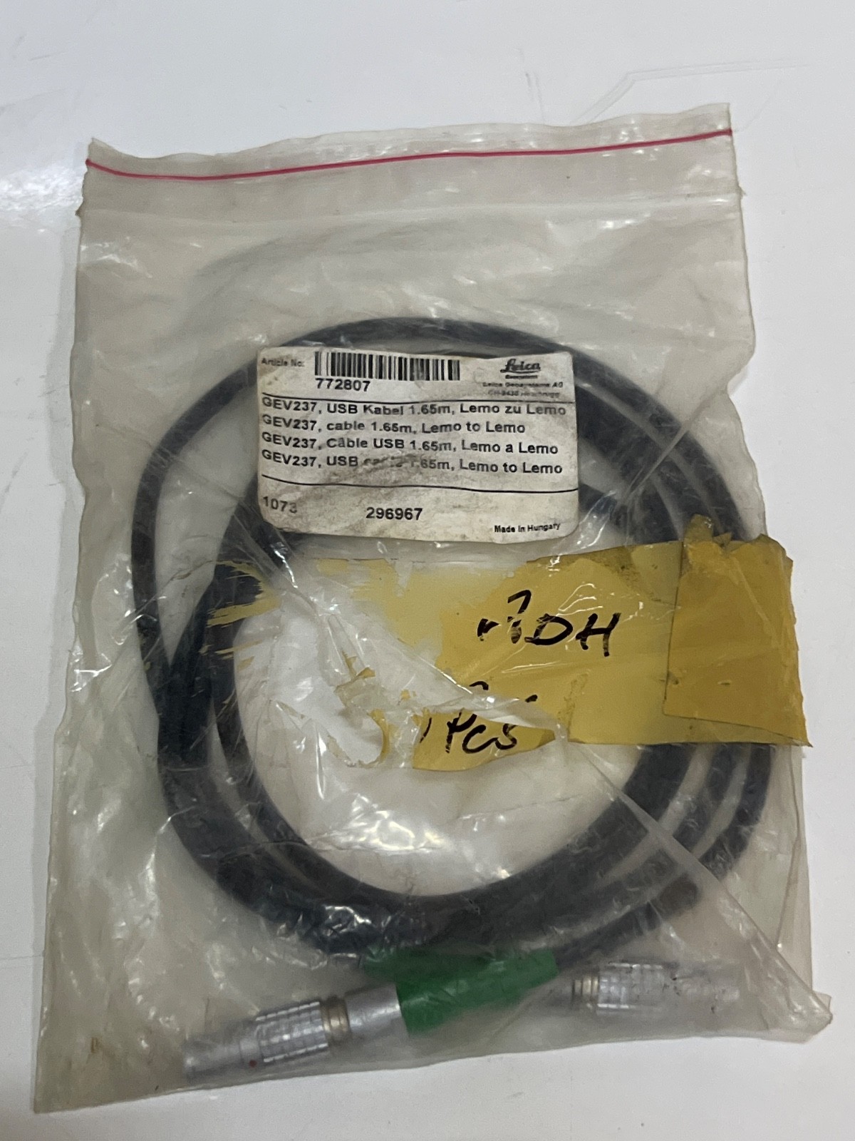 Leica 772807 GEV237 Cable 1.65m Lemo To Lemo