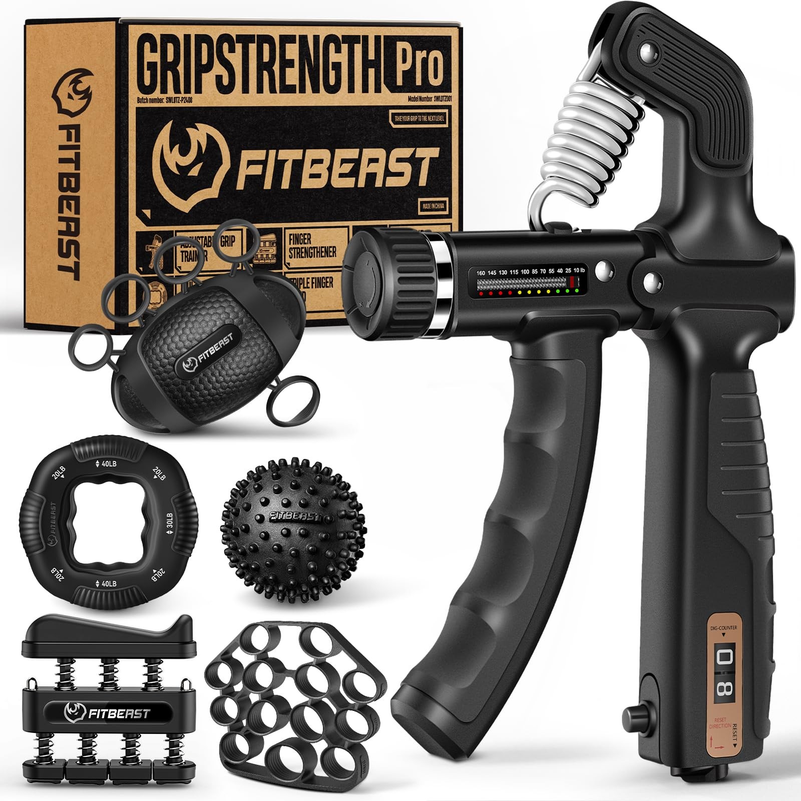 Grip Strength Trainer Hand Gripper Kit 6 Pack Adjustable Resistance Forearm Exer