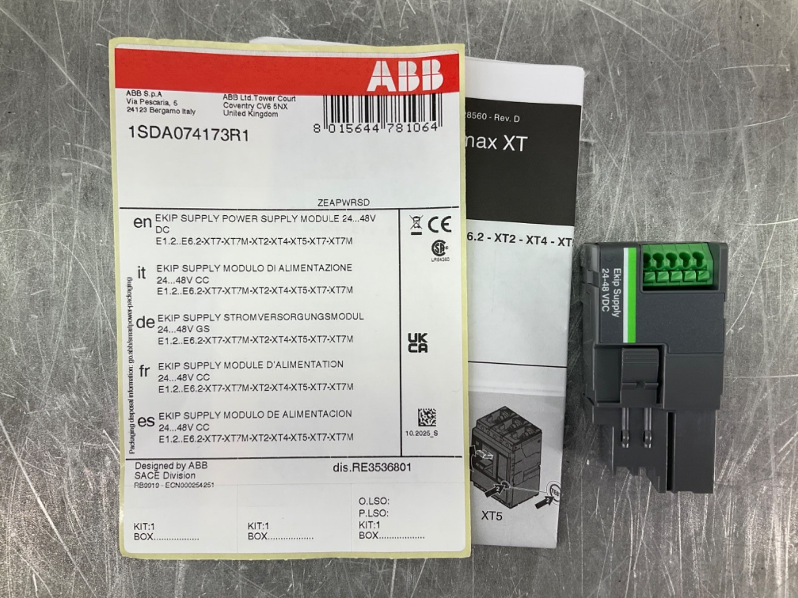 NEW ABB ZEAPWRSD EKIP POWER SUPPLY MODULE 24-48VDC FOR E1.2-E6.2/XT FREE SHIP