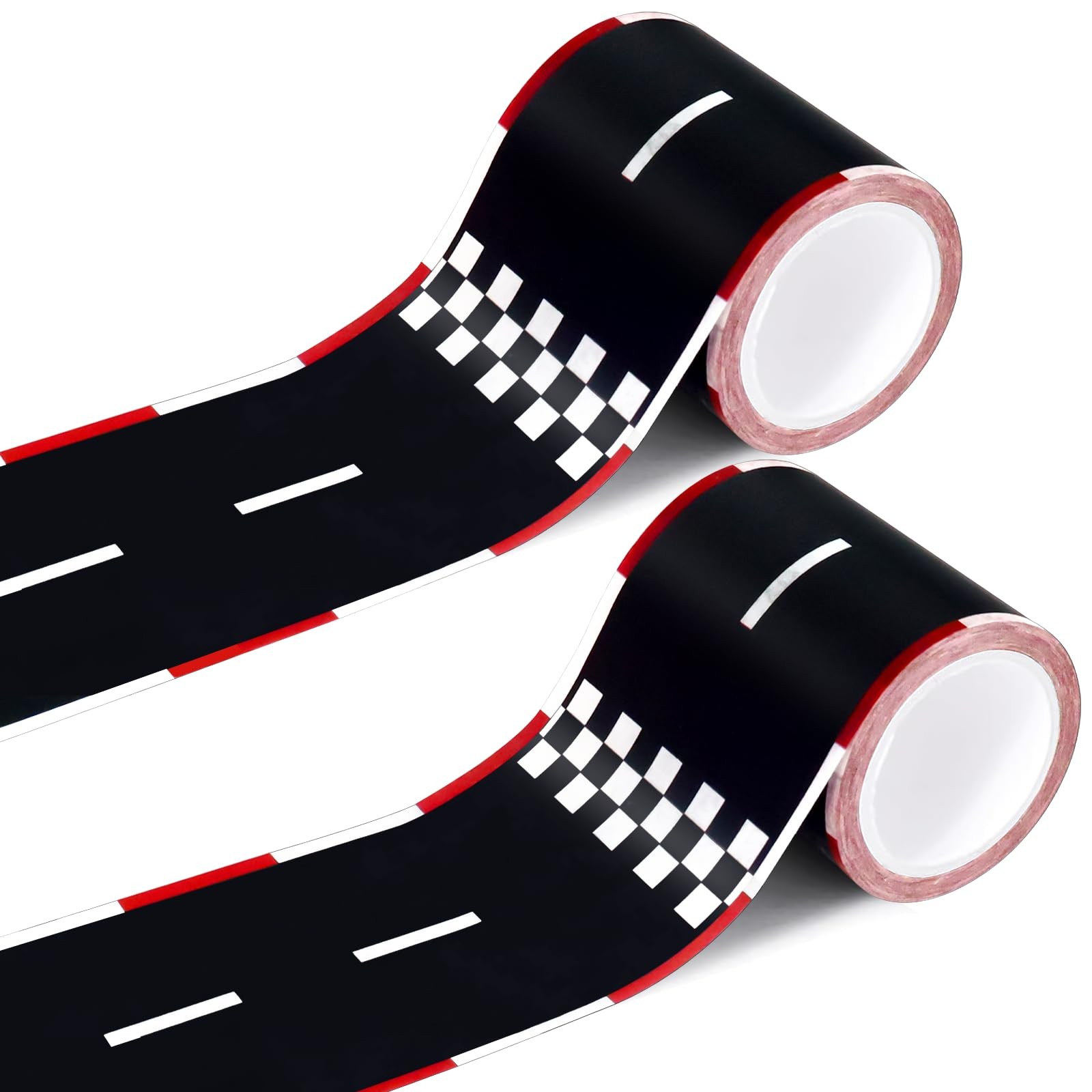 2 Rolls Roadway Tape, Black and Red Checkered Racing Tape, 2.4 Inch Wide x 33...