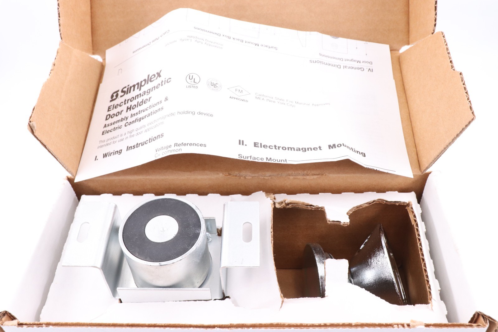 SIMPLEX 2088-9607 ELECTROMAGNETIC CHROME DOOR HOLDER FLUSH MOUNT 24VDC/AC/120VAC