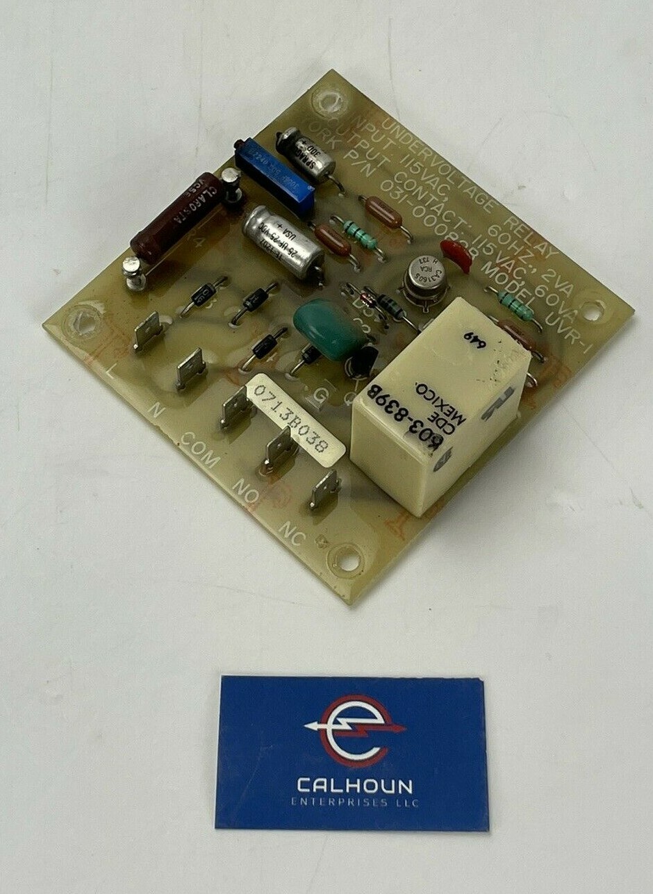 YORK 031-00082B UVR-1 Undervoltage Relay Chiller Starter Module PLC 031-00082 B