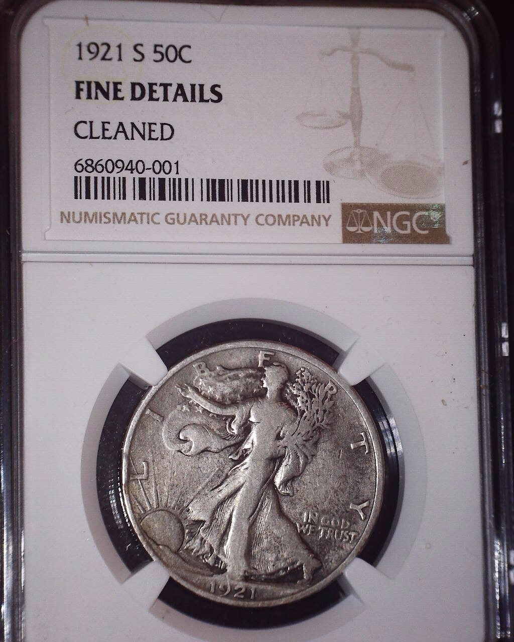 1921-S Walking Liberty Fifty Cent, NGC FINE, Tough Date