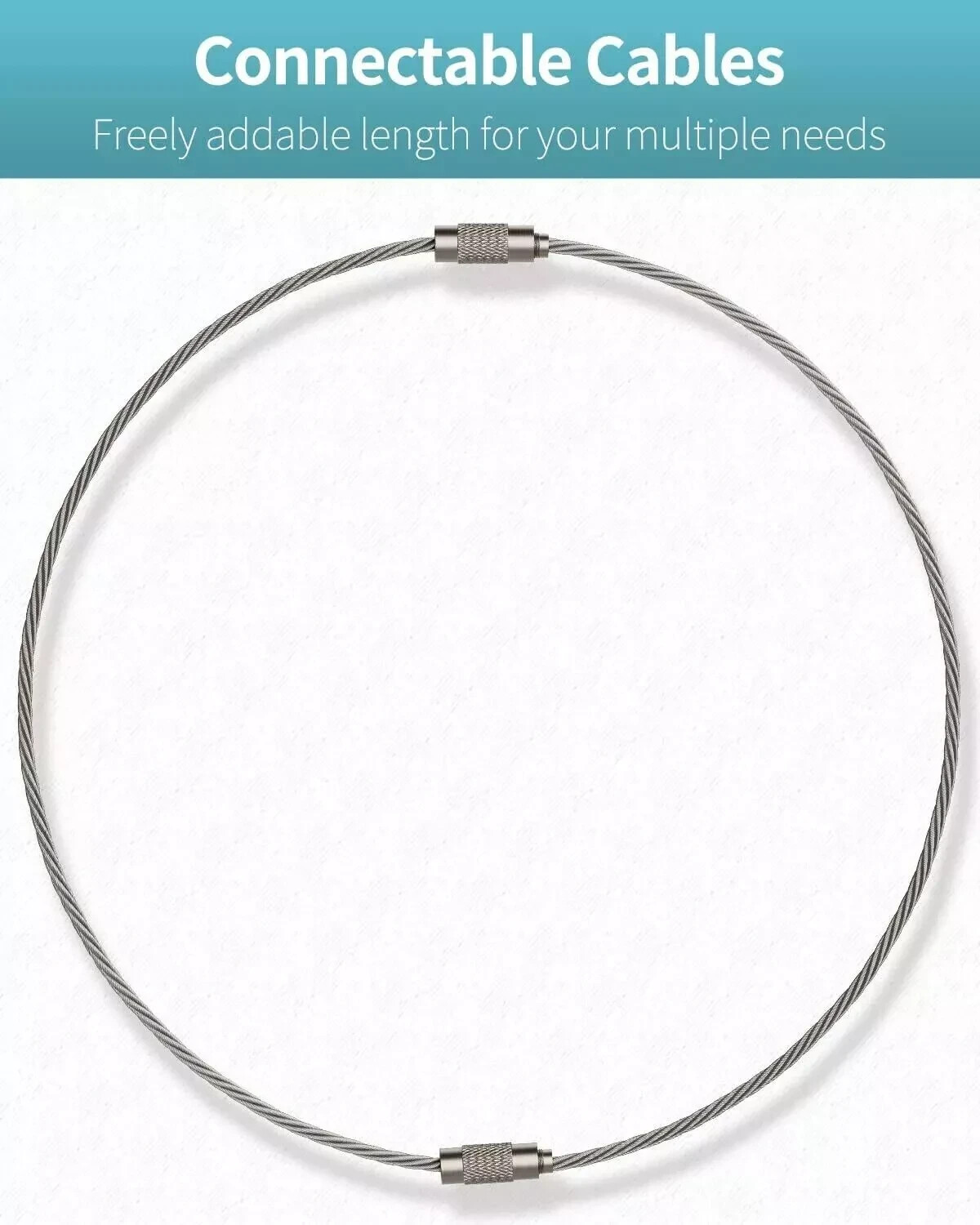 10Pcs. Wire Keychain Cable Large Stainless Steel Key Ring Loop Holder Heavy Duty