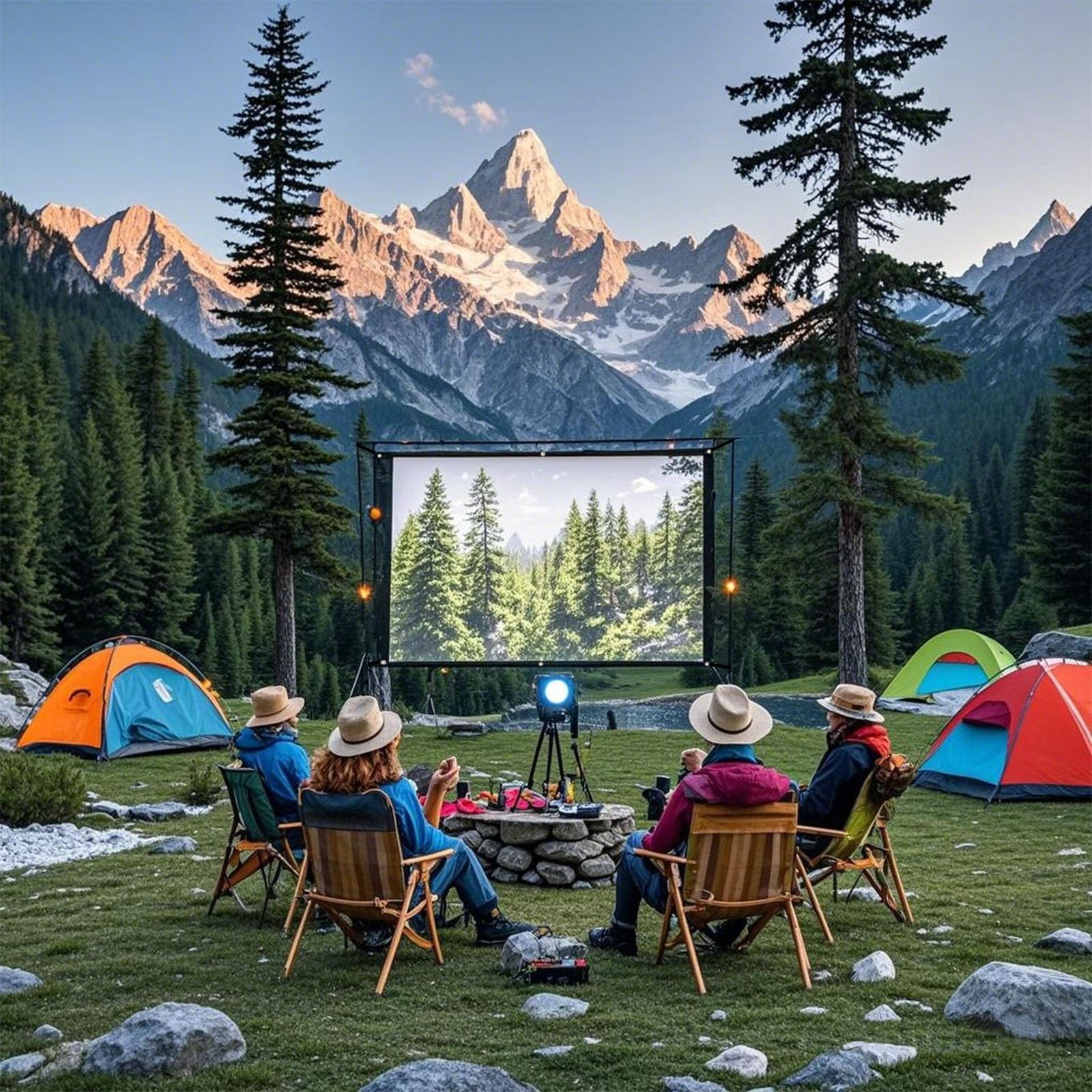 72 Inch Foldable Projector Screen for Wall, Hanging Portable Projector Screen...