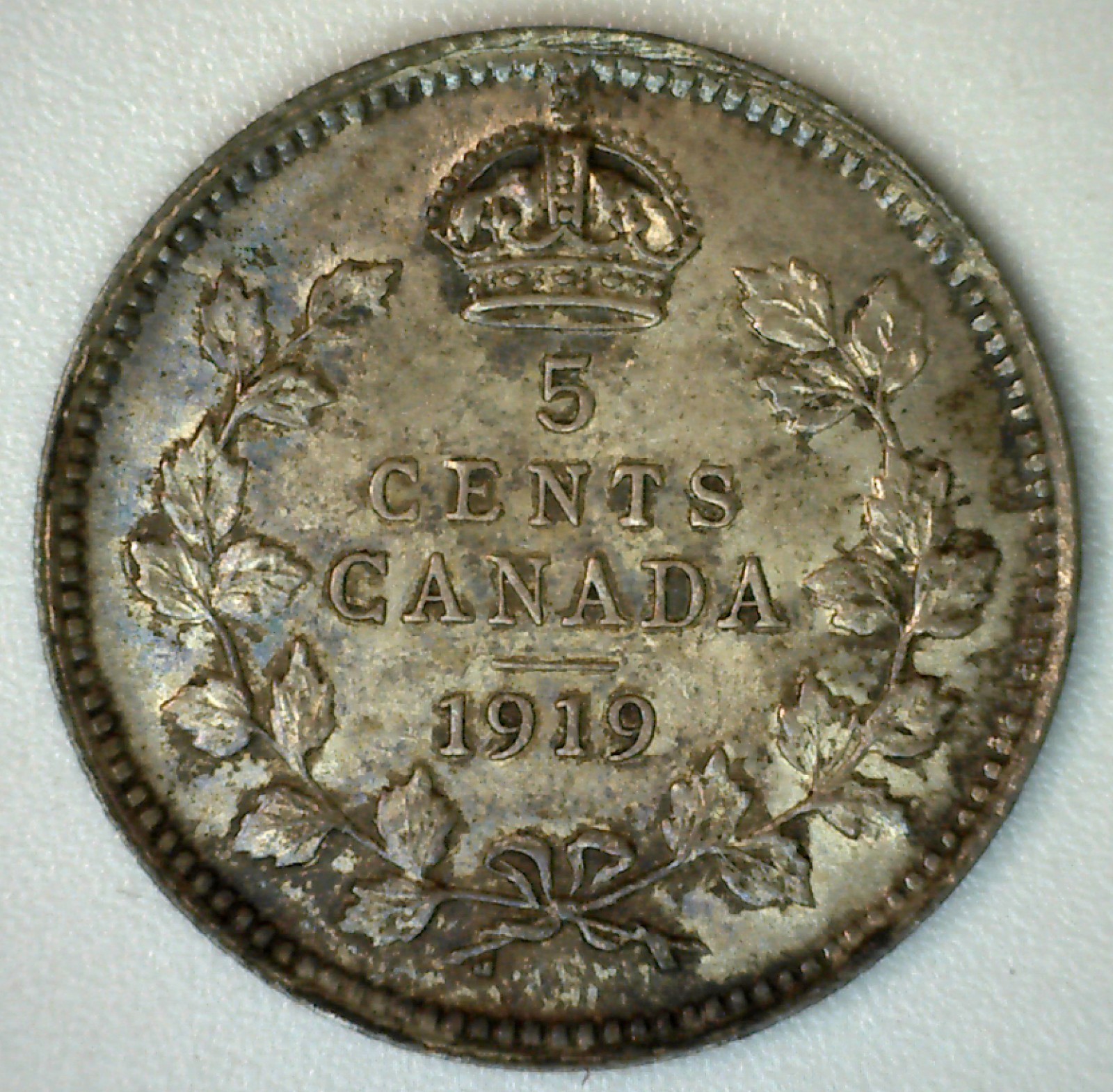 1919 Canada Silver Five Cents Circulated UNC 5c Canadian Coin Uncirculated