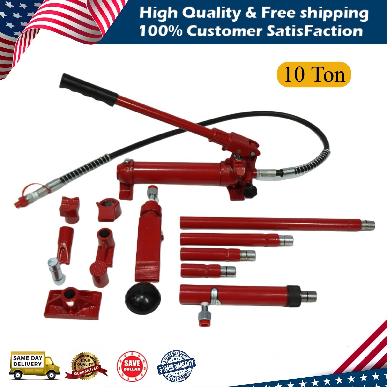 10 Ton Hydraulic Ram Auto Body Frame Repair Kit Car Frame Repair Tool 20000LBS