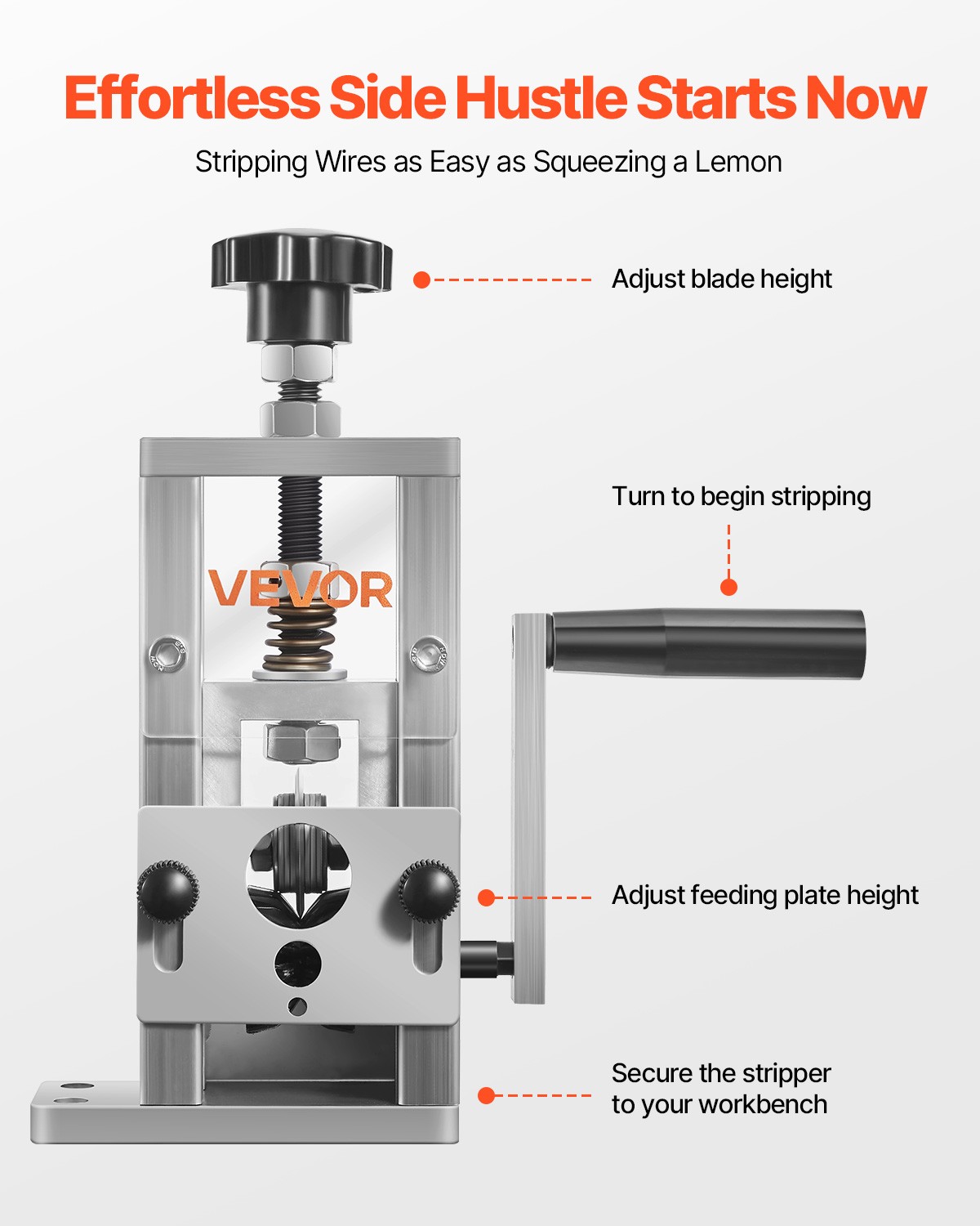 VEVOR Manual Wire Stripper Stripping Machine Hand Crank or Drill Powered