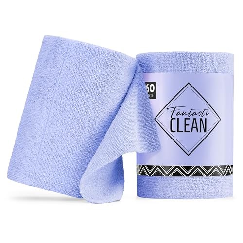 Microfiber Cleaning Cloth Roll -60 Pack, Tear Away Paperless Light-purple