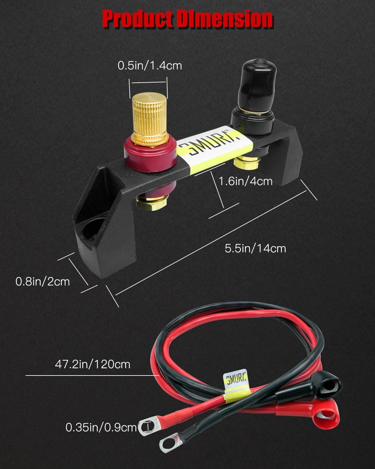 Battery Jump Post Kit, Waterproof-Terminals W/Cable-Mounting Bracket Heavy Duty