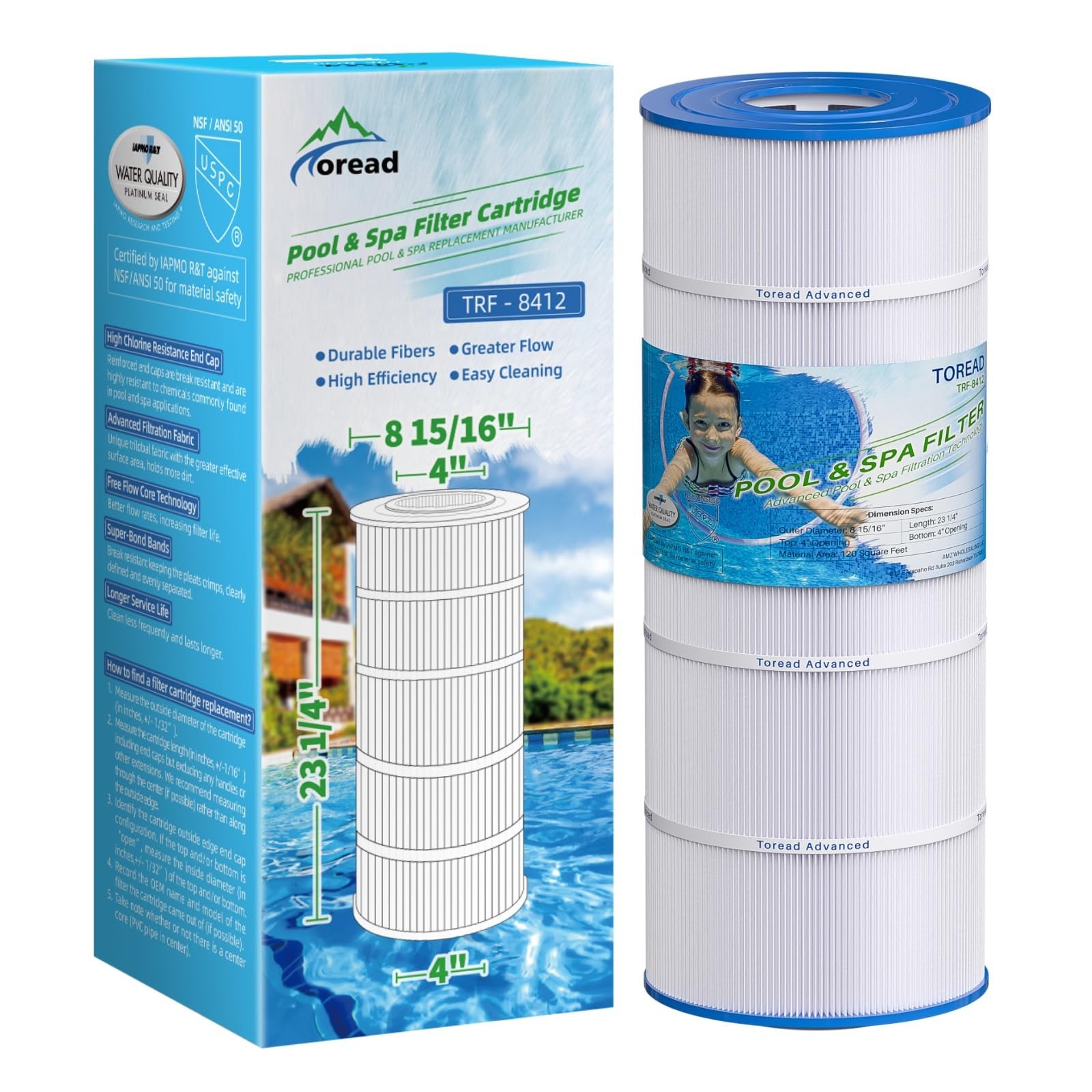 TOREAD PA120 Pool Filter Replacement for Ultra-B2, CX1200RE, C1200, Unicel C-...
