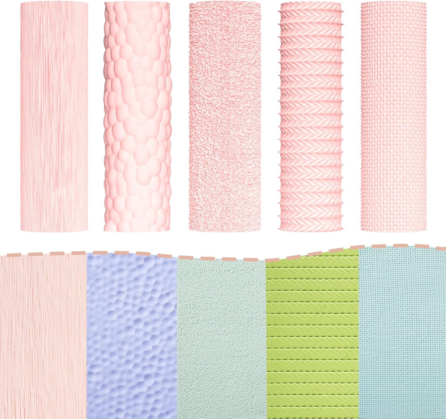 5 Pcs Polymer Clay Texture Roller, Pottery Stamps for Polymer Clay Earrings Jewe