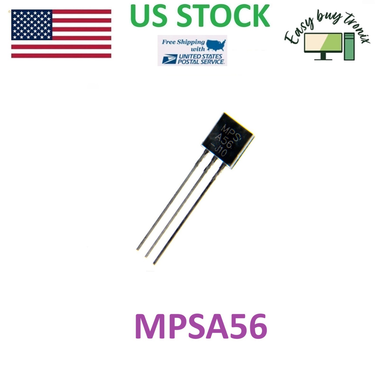 10Pcs FAIRCHILD TO-92 MPSA56 TRANSISTORS