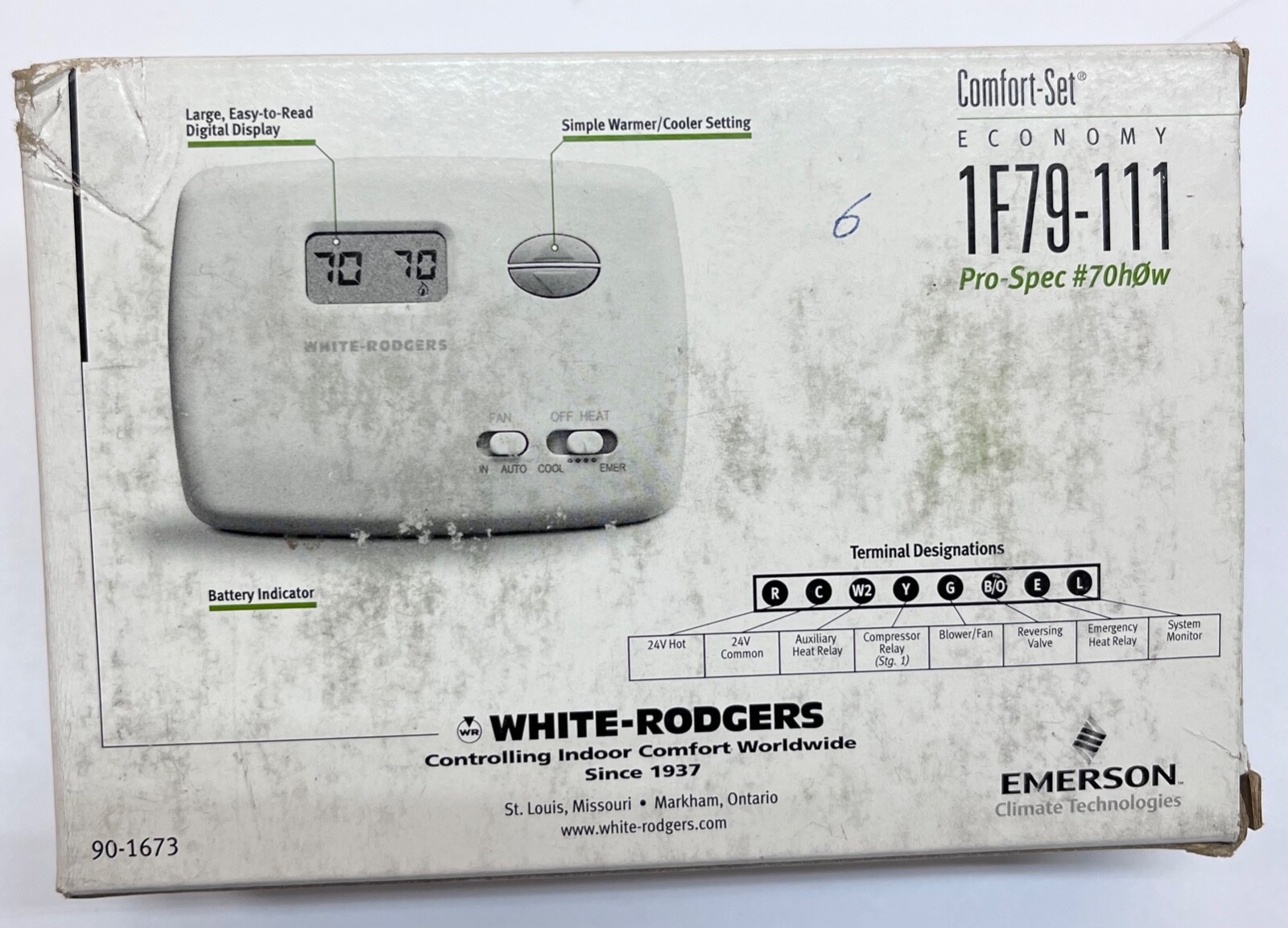 White-Rodgers 1F79-111 / DT5 Comfort-Set Digital Thermostat Emerson