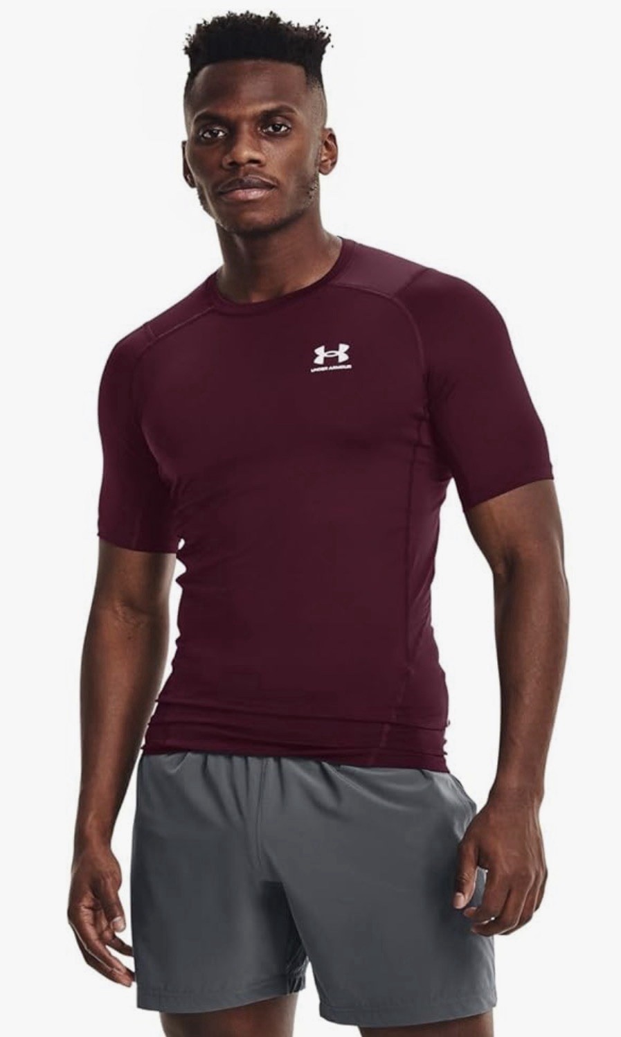 Under Armour Men's HeatGear Short Sleeve Compression Shirt Sz XL Maroon 1361518