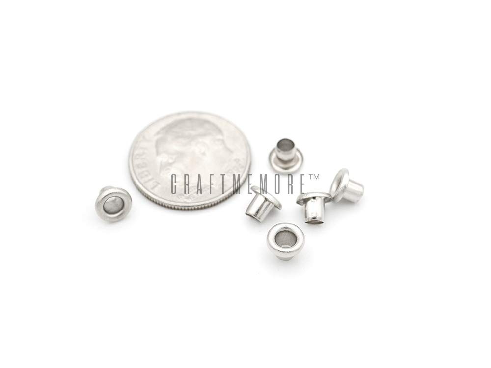 CRAFTMEMORE 2MM Hole 200PCS Tiny Grommets Eyelets Self Backing 2 mm, Gunmetal
