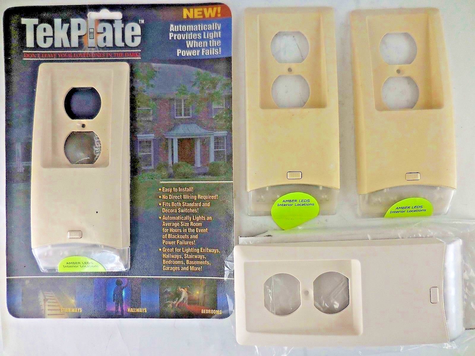 Quantity of 4 Tekplate Battery Powered Duplex Wall Plates SOAM01 #6ni