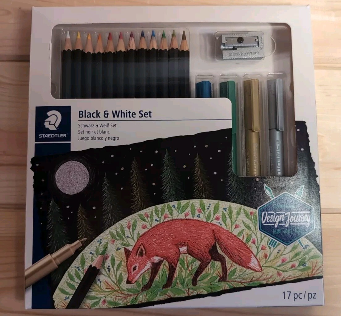 Staedler Design Journey Black & White Metallic Drawing Set New