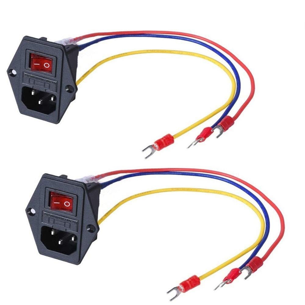 15A 250V Rocker Switch On/Off Power Socket Inlet Module Plug 10A Fuse Switch ...