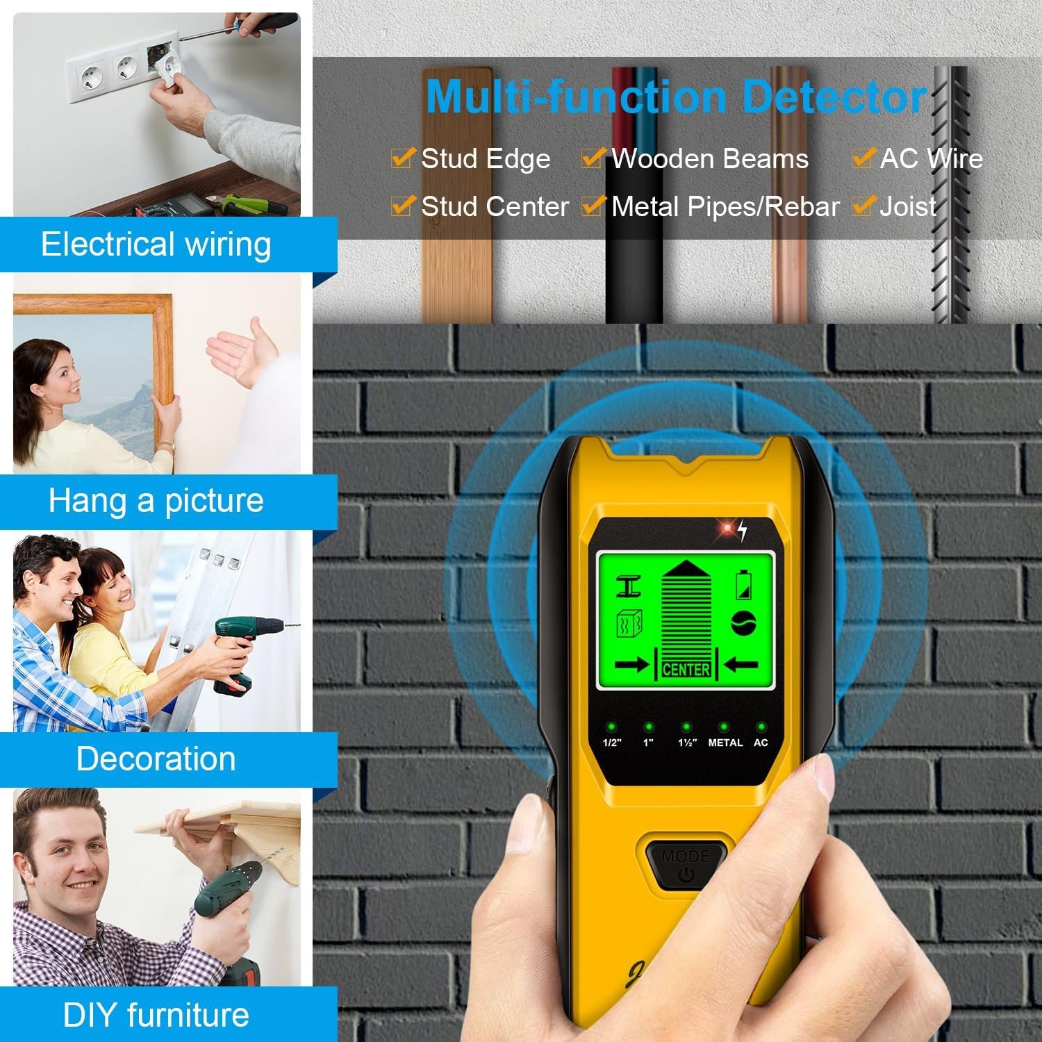 Stud Finder Wall Scanner, 5 in 1 Multifunction Stud Locator with Upgraded Smart