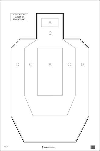 IPSC/USPSA Paper Target (100 Pack) 100 Pack, Black/Gray