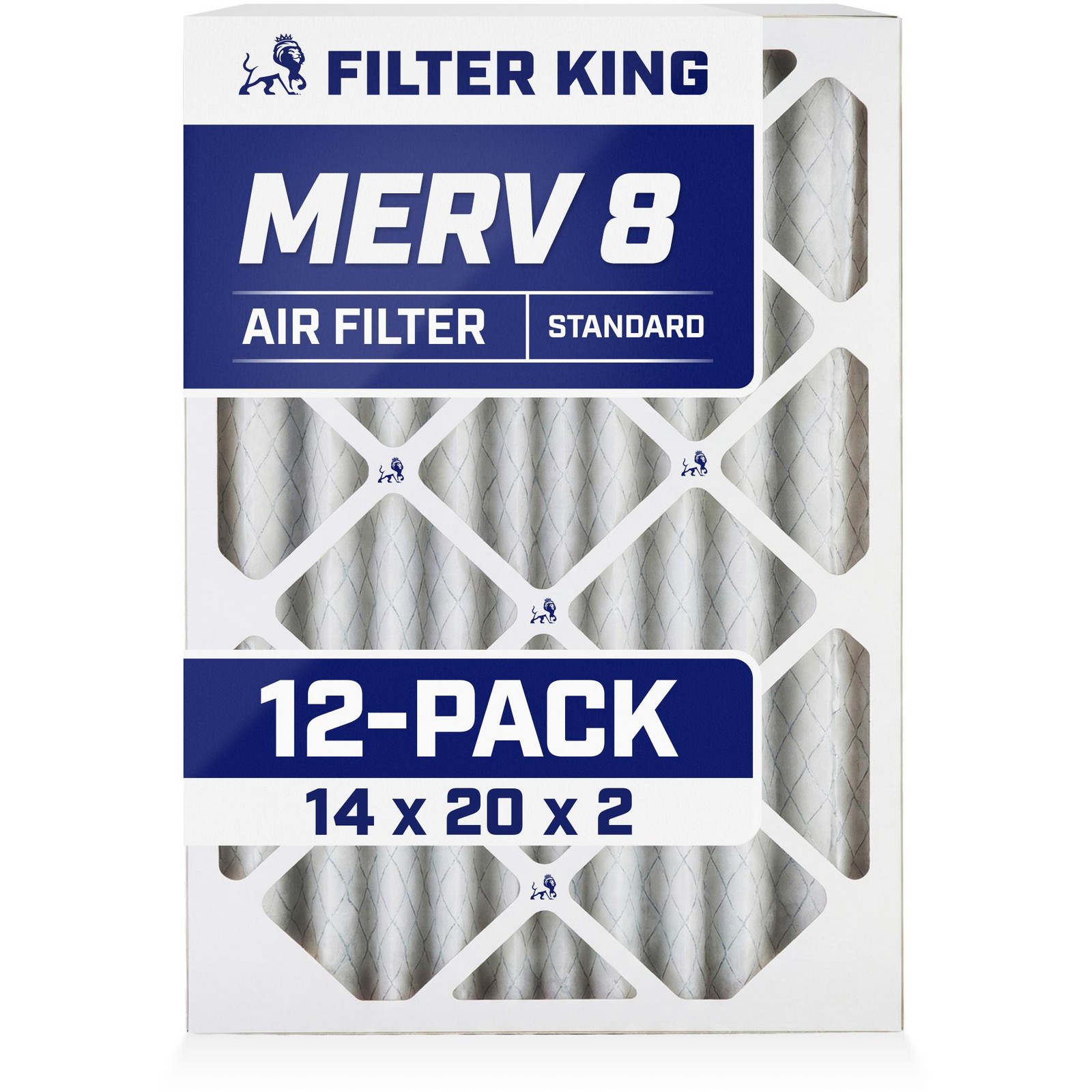Filter King 14x20x2 Air Filter 12-PACK MERV 8 Actual Size 13.5 x 19.5 x 1.75"