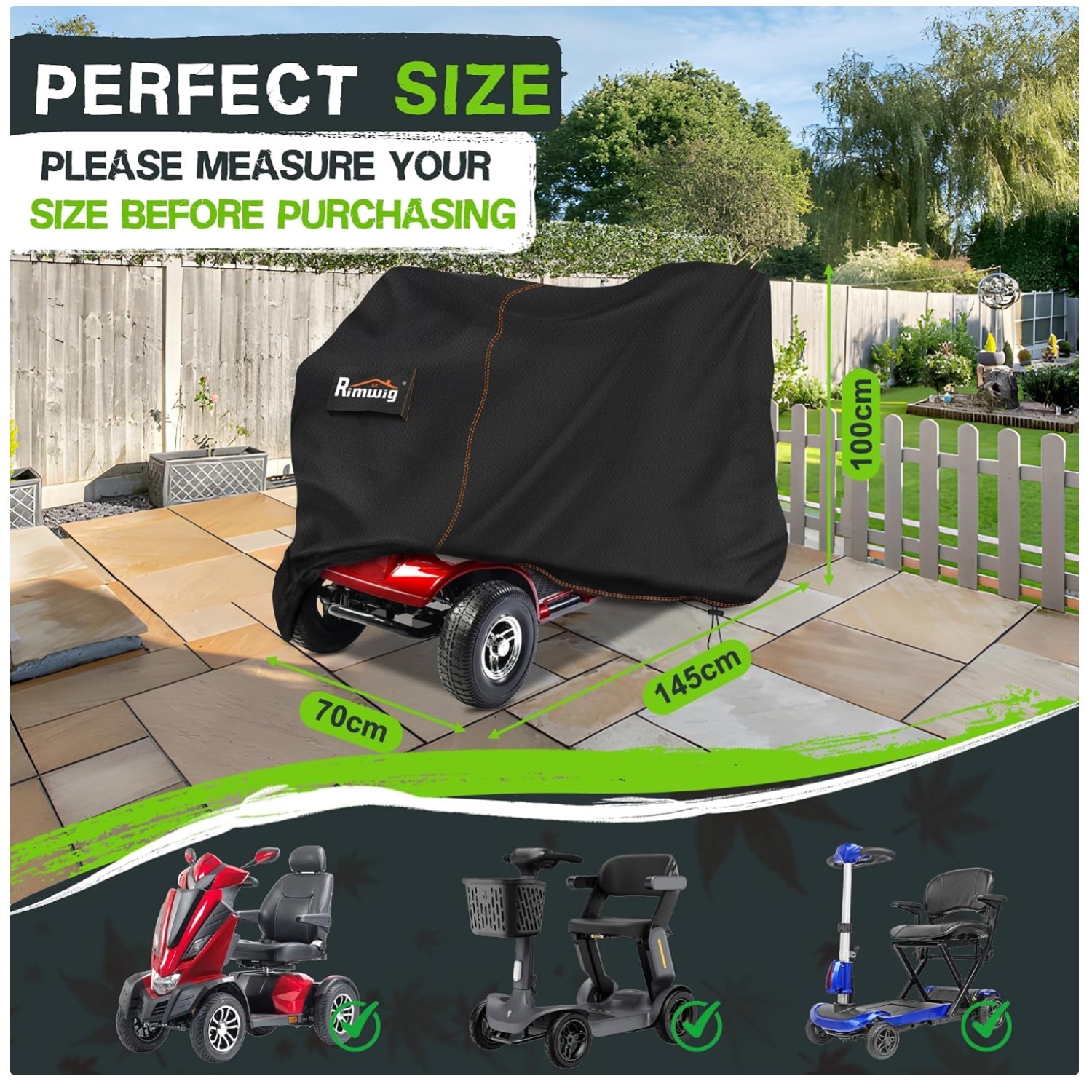 Secure Fit Mobility Scooter Cover with Drawstring