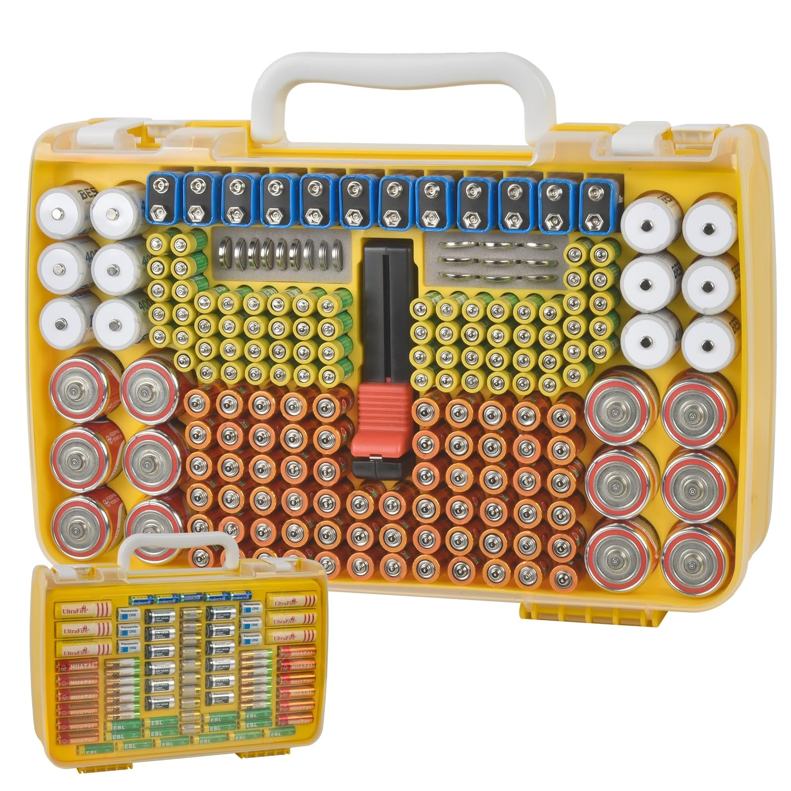 Battery Organizer Storage Holder Case with Double-Sided, Garage Box with Test...
