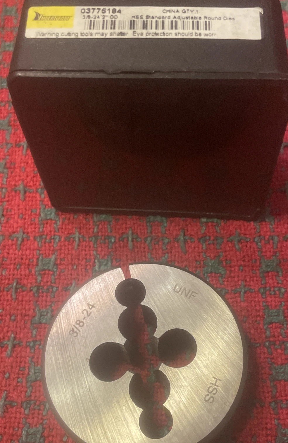 Interstate Round Adjustable Die 3/8-24 x 2” O.D. UNF HSS New