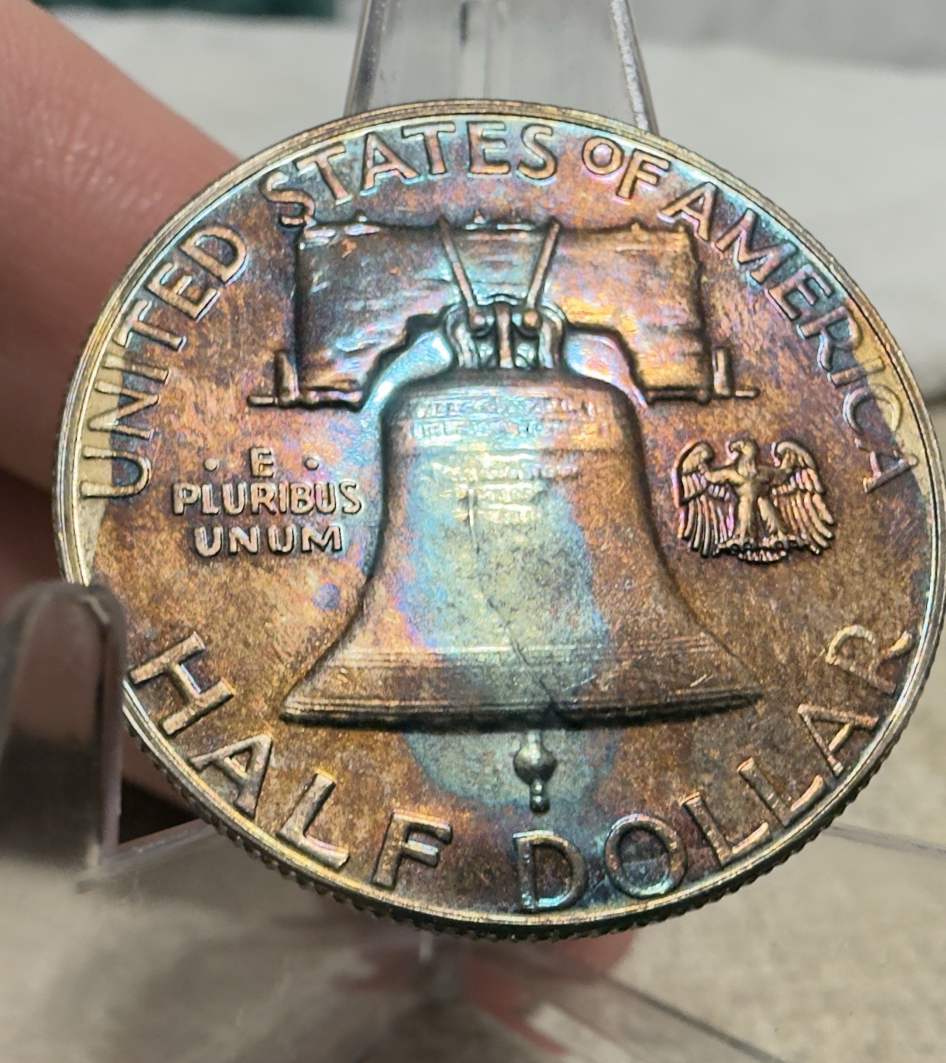 1963 Franklin Half Dollar Pristine Gem Proof Rainbow Toned