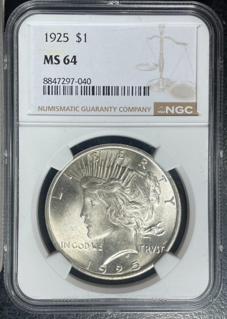 1925 PEACE SILVER DOLLAR~NGC MS 64 ~BEAUTIFUL COIN~ REF# 97-040