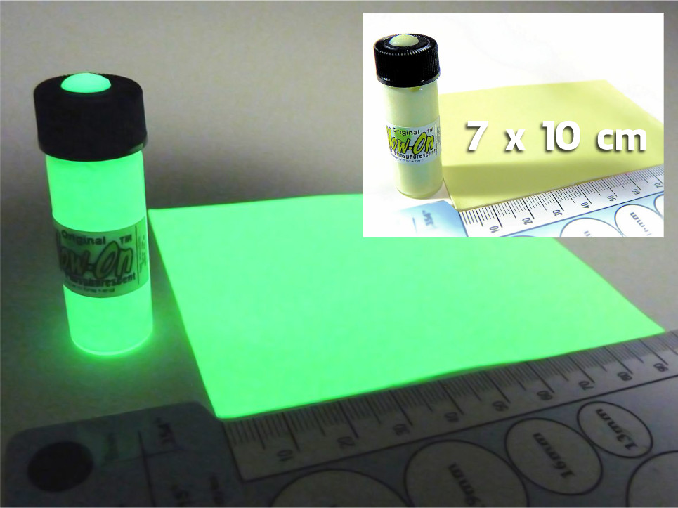 Glow-On ORIGINAL Super Glow Night Sights paint 4.6 ml vial + 7x10 cm Glow Film