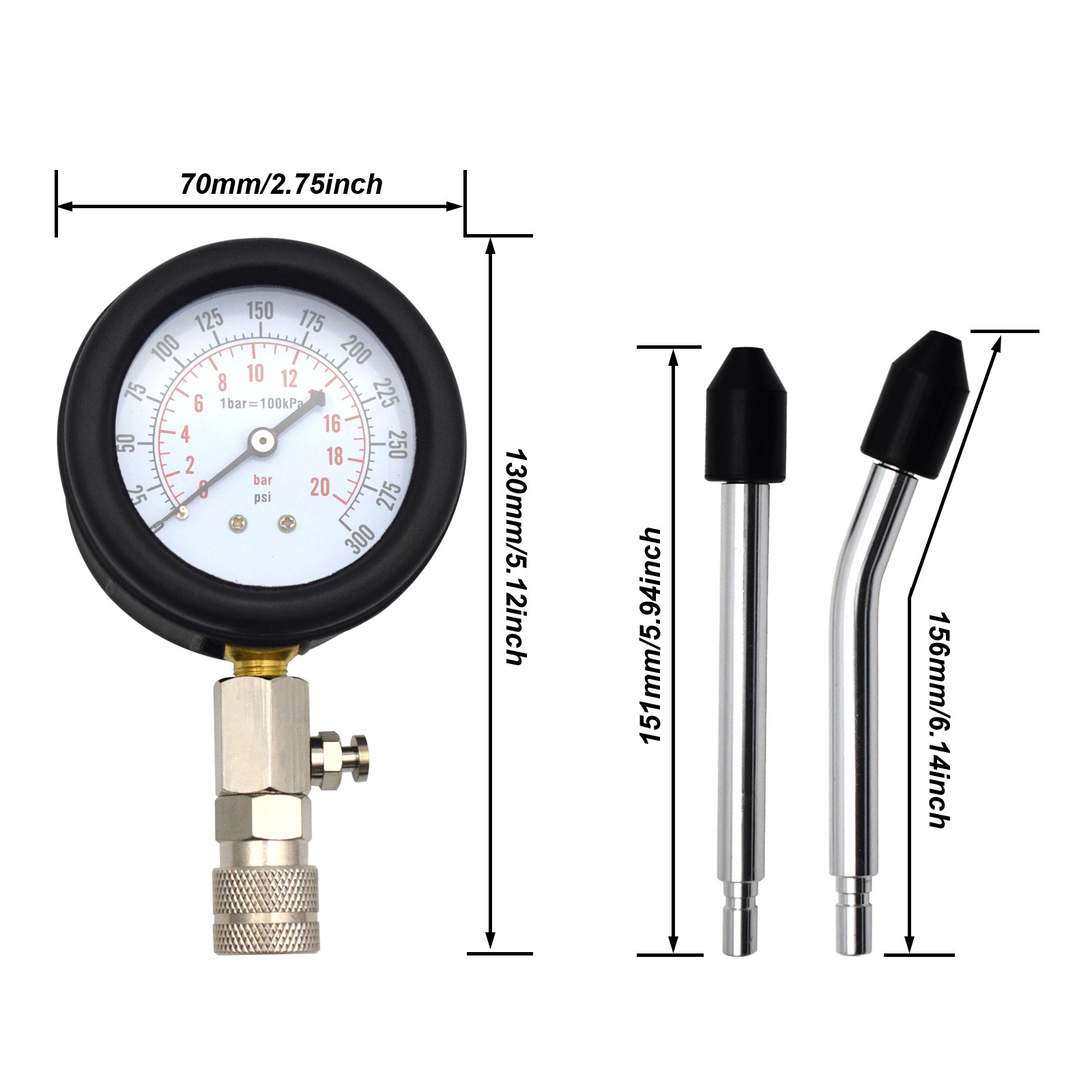 Gas Engine Cylinder Compression Tester Gauge Diagnostic Testing Tool Motorcycle