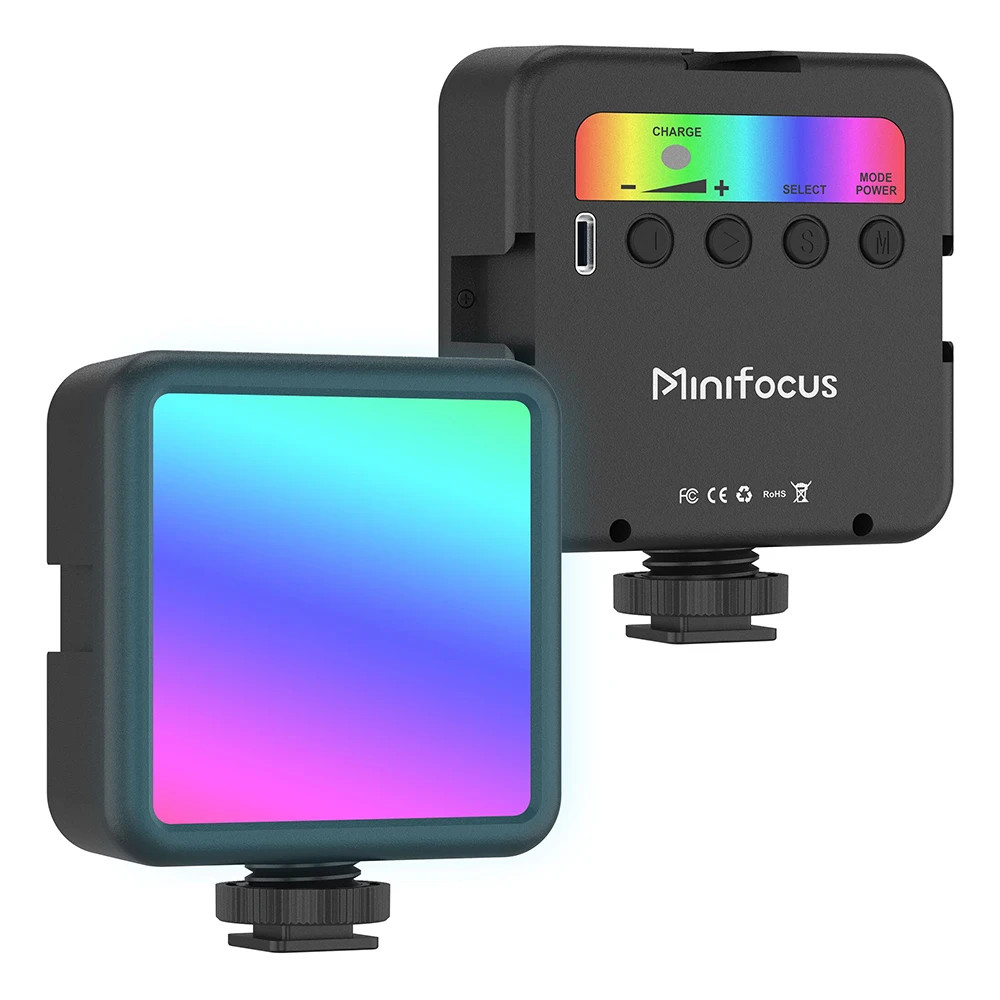 MINIFOCUS RGB LED Video Light 2500-7000K Camera Fill Light 1800mAh Rechargeable