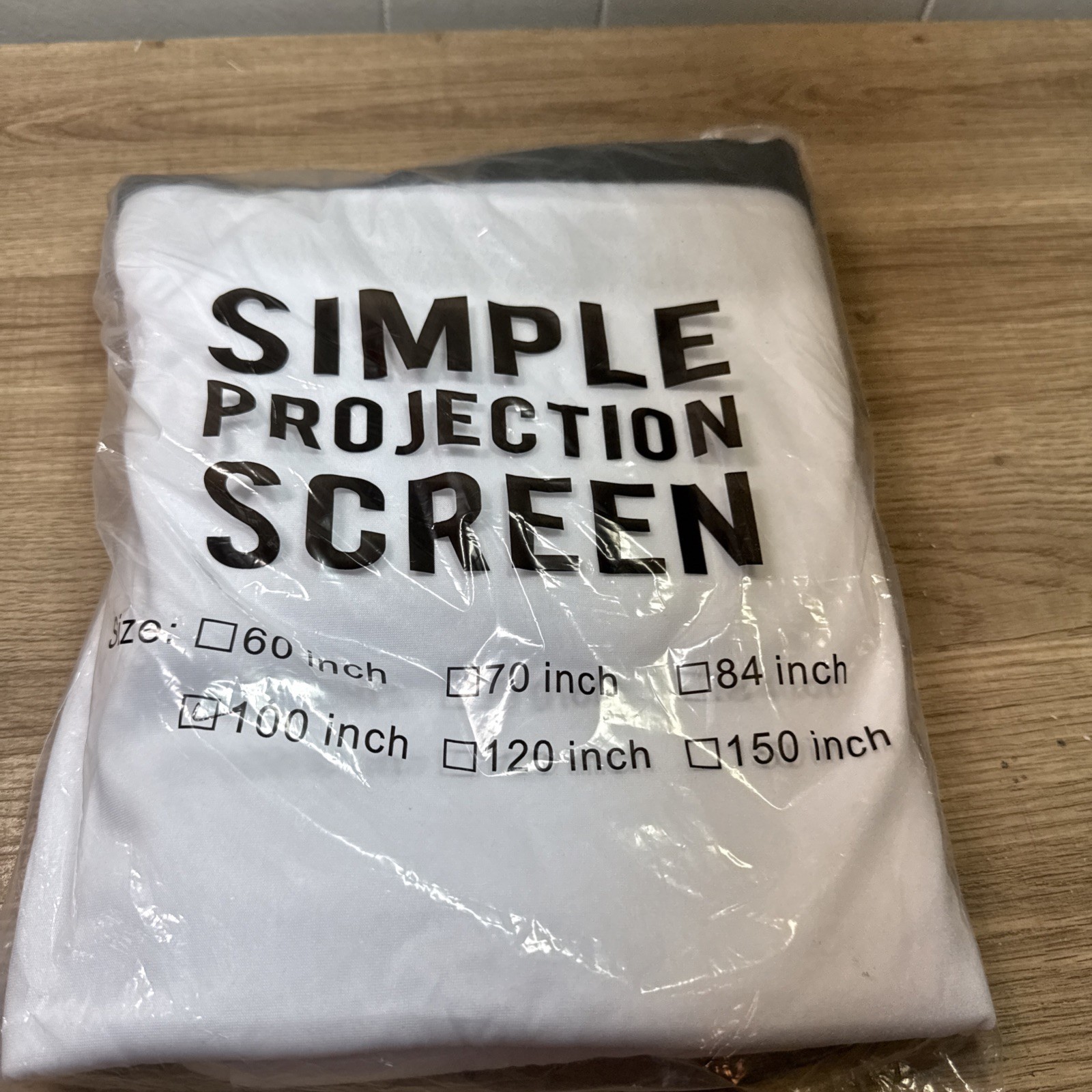 Simple Projector Screen, Portable (cloth)  Size 100”inch NEW With Clips U3