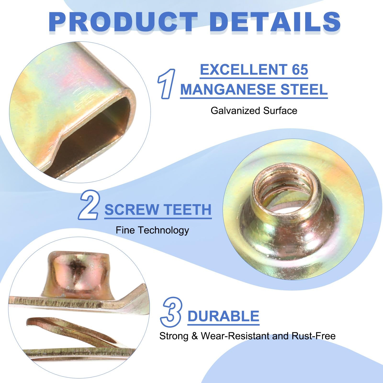 U-Style Clip-On Nut, 25 Pack M8-1.25 Regular Extruded U-Nut U-Type Fasteners ...
