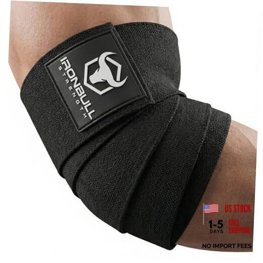 Elbow Wraps for Weightlifting (1 Pair) - 50" Elastic Elbow Braces for Black