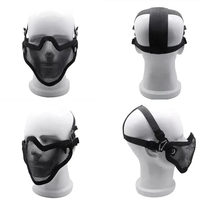 Steel Metal Mesh Half Face Mask - Airsoft, Paintball, Halloween, Outdoor Sports