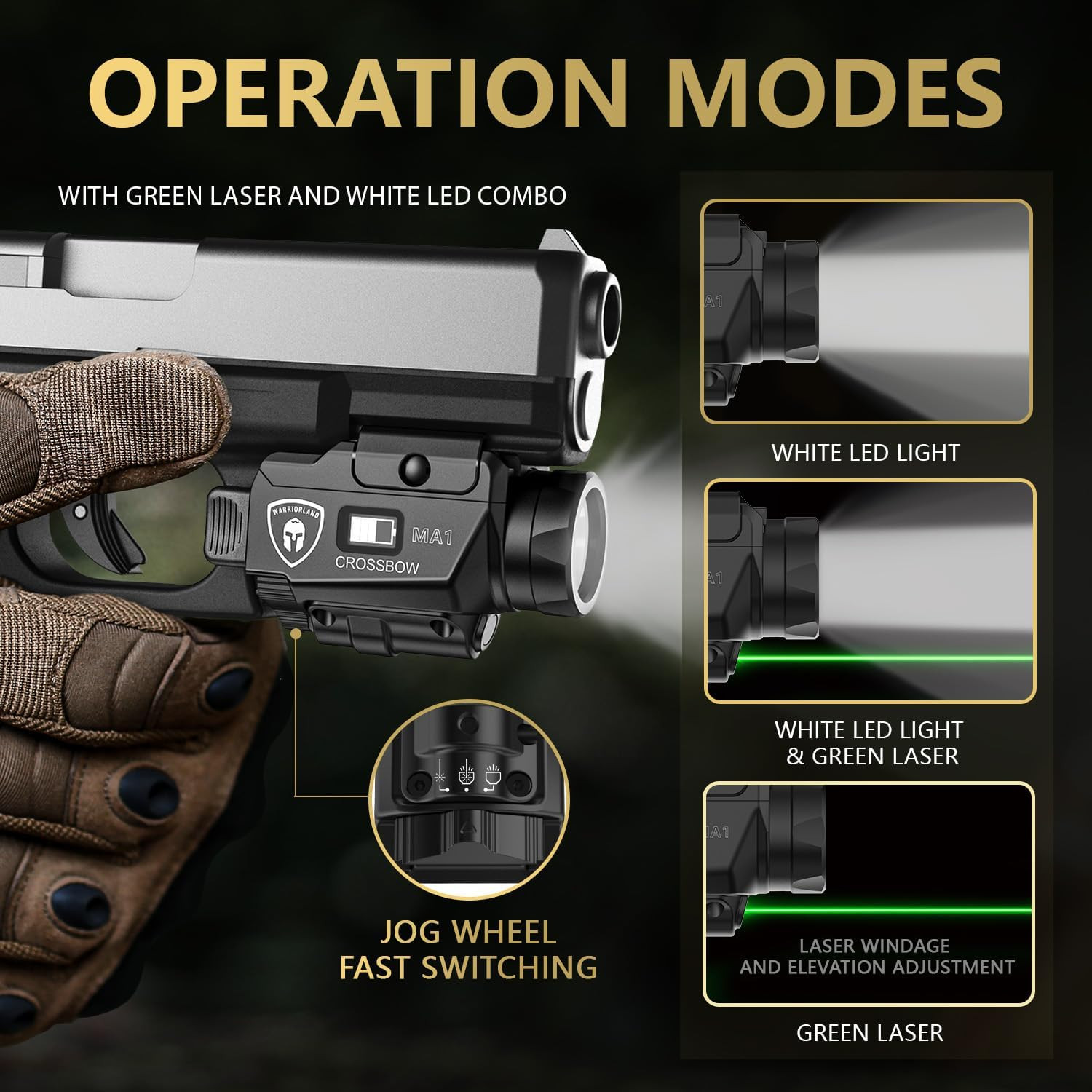 WARRIORLAND Universal Light Laser Combo with P320 Compact M18 Holster, Green Bea