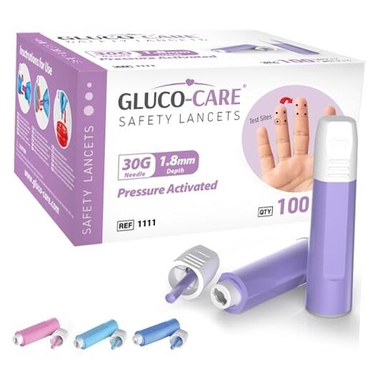 Safety Lancets 30G x 1.8 mm, Contact Activated Lancing Device, 30G x 1.8mm
