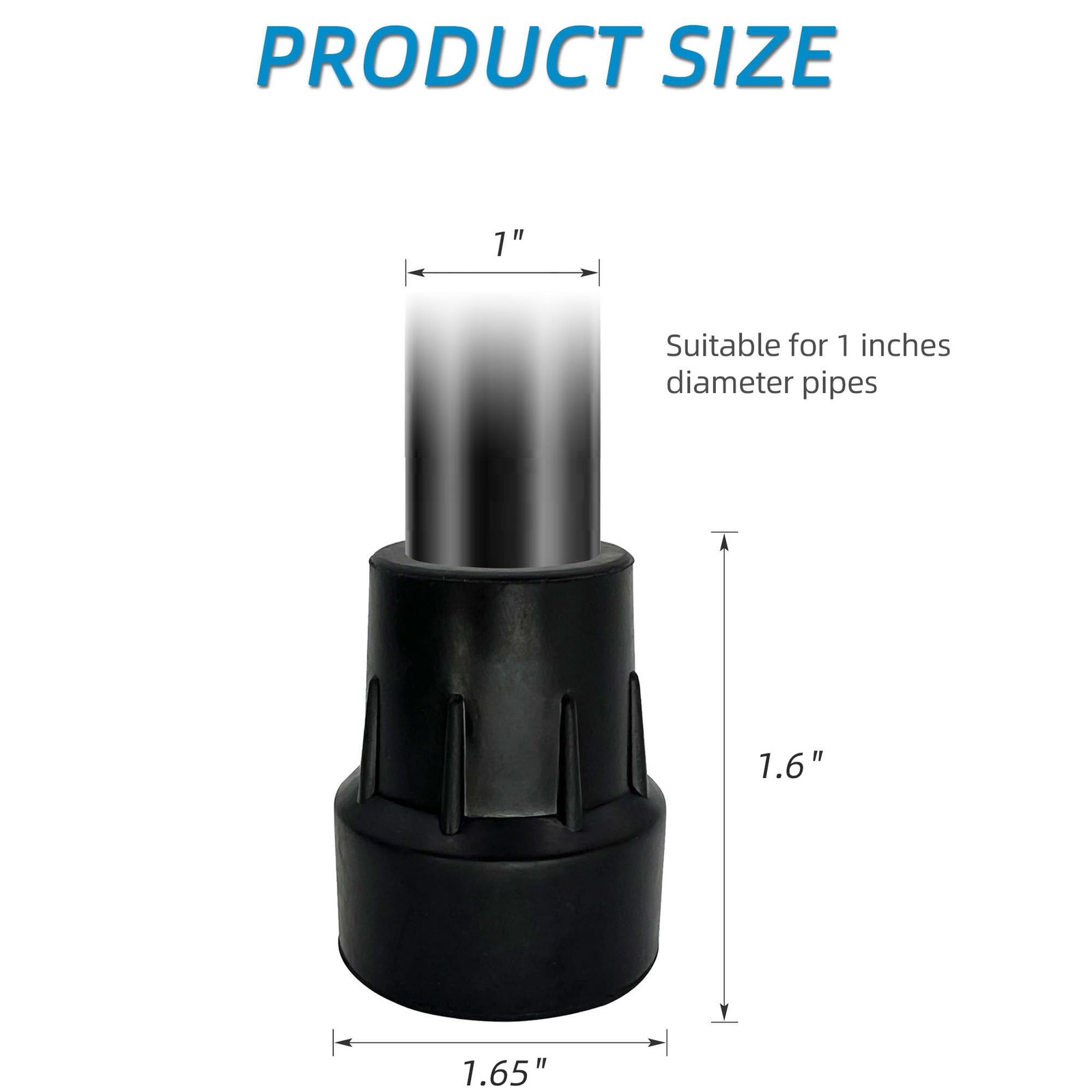 Replacement Cane Tips, Black, 1 inch 1 Inch (Pack of 2)