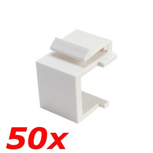 50 Pack Keystone Blank Insert Modular Snap-In Wall Plate Hole Cover Filler White