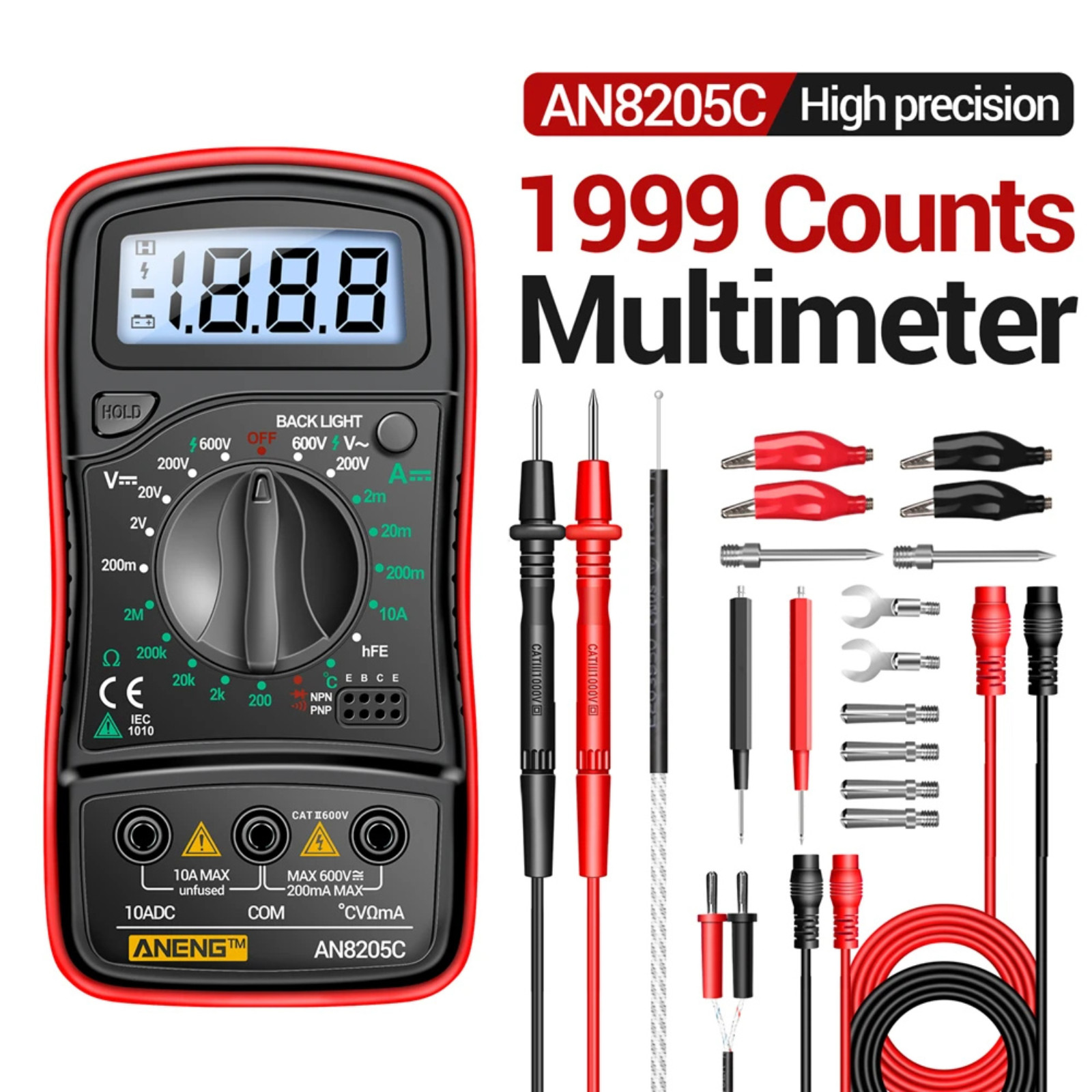 Professional Digital Multimeter Voltmeter Ohmmeter Ammeter Multi Tester Meter